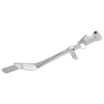 The Moto Iron® Chrome +1" Kickstand for 2004-2021 Sportster models (except the 21 Sportster S/RH 1250S) is crafted from high-strength steel and features a chrome finish, a mounting bracket, and a flat base for enhanced stability. Ideal for bikes with extended forks or those looking to achieve the classic Sportster kickstand look.