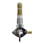 A white and gold Moto Iron® valve with a 3/8 NPT Male Fuel Valve Petcock 90 Degree on a white background.