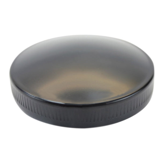 A Moto Iron® Black Cam Lock Gas Cap on a white background.