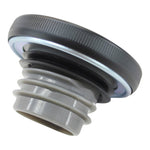 Two Moto Iron® Screw-in Fuel Caps for Harley-Davidson and Custom, one matte and one chrome, each with ribbed silicone inserts, are displayed against a white background.