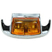 Mid-USA Fender Tip Lights for 1980-1995 Harley-Davidson Touring and Softail feature chrome-plated, angular designs with clear housings—one has a red lens, the other an amber lens.