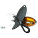 The Mid-USA Chrome Fender Lamp features a chrome-plated housing, amber lens, black wires, and dual mounting bolts—perfect for Harley-Davidson Springer models. Brand: Mid-USA.