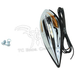 The Mid-USA Chrome Fender Lamp features a chrome-plated housing, amber lens, black wires, and dual mounting bolts—perfect for Harley-Davidson Springer models. Brand: Mid-USA.