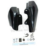 Two black Mid-USA Heat Deflectors for 2001-2008 Harley-Davidson Touring, including mounting hardware, screws, and brackets.