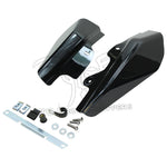 Two black Mid-USA Heat Deflectors for 2001-2008 Harley-Davidson Touring, including mounting hardware, screws, and brackets.