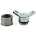 The Mid-USA Spinner Gas Cap and Bung Kit by Mid-USA features a billet aluminum spinner gas cap with a winged handle and a separate threaded insert, both shown on a white background.