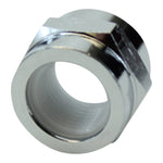 An Accel stainless steel threaded nut on a white background.