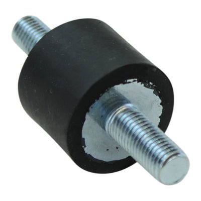 A black Mid-USA rubber isolation mount with a screw on it, called the Custom Rubber Isolator Mounts For Battery Boxes, Oil Tanks (5/16-24 3/4" Studs) 3 PACK.