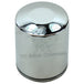 A shiny, cylindrical chrome oil filter from Mid-USA with a smooth surface reflects light. Labeled "Mid-USA Oil Filter for Harley-Davidson Twin Cam and Milwaukee-Eight," it&