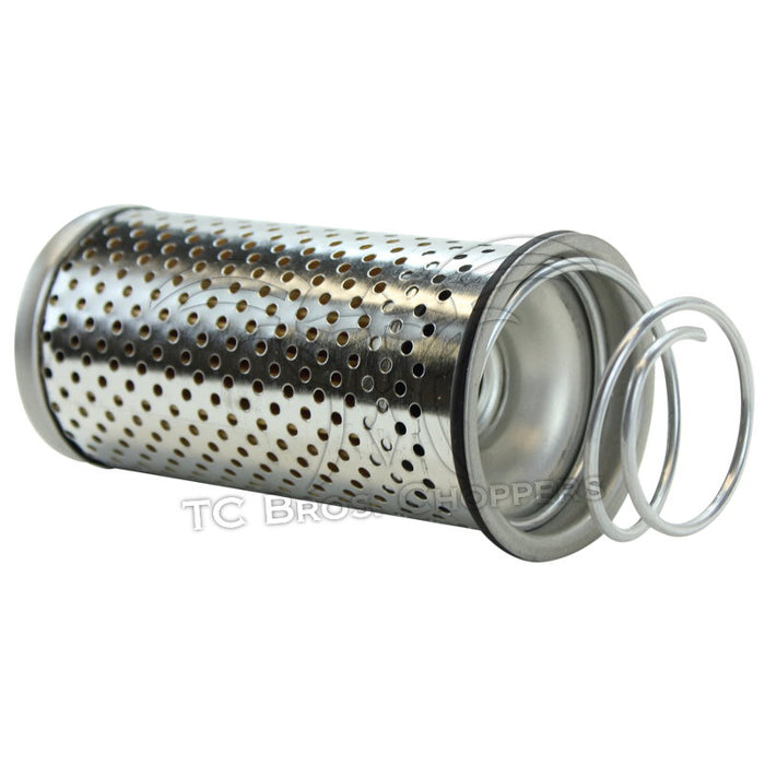 The Mid-USA In-Tank Oil Filter fits 1953-E1982 Harley-Davidson Big Twin, Sportster, and K models, providing efficient oil filtration for these motorcycles.