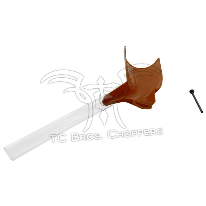 The Ernst Manufacturing Oil Funnel for Harley-Davidson with front mount spin-on oil filter, shown on a white background, is perfect for hassle-free maintenance—use it alone or pair with your favorite oiler tool for easy servicing.