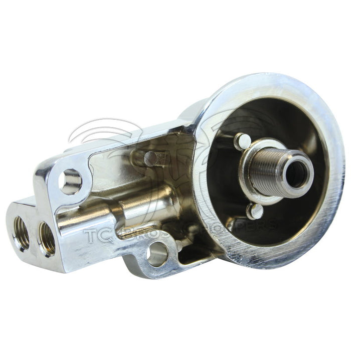 A Mid-USA Oil Filter Mount for 1992-1999 Harley-Davidson Big Twin Evolution is shown against a white background.