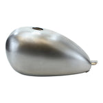 A Mid-USA 2 Gallon Wassell-Style Peanut Gas Tank in matte silver, teardrop-shaped with an open cap hole on top, is photographed against a white background.