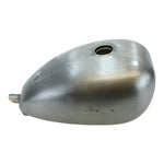A Mid-USA 2 Gallon Wassell-Style Peanut Gas Tank in matte silver, teardrop-shaped with an open cap hole on top, is photographed against a white background.