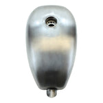 A Mid-USA 2 Gallon Wassell-Style Peanut Gas Tank in matte silver, teardrop-shaped with an open cap hole on top, is photographed against a white background.
