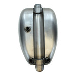 A Mid-USA 2 Gallon Wassell-Style Peanut Gas Tank in matte silver, teardrop-shaped with an open cap hole on top, is photographed against a white background.