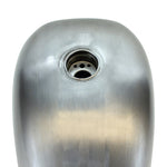 A Mid-USA 2 Gallon Wassell-Style Peanut Gas Tank in matte silver, teardrop-shaped with an open cap hole on top, is photographed against a white background.