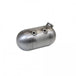 The TC Bros. Round 5″ Oil Tank features welded seams, threaded openings, and screw-on caps—perfect as an oil tank or custom solution for motorcycle builds. Two metal cylindrical tanks are shown on a white background.