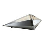 The Wyatt Gatling 2.2 Gallon Prism Gas Tank, featuring a faceted, geometric design with a flat base and pointed tip, is displayed against a plain white background.