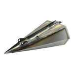 The Wyatt Gatling 2.2 Gallon Prism Gas Tank, featuring a faceted, geometric design with a flat base and pointed tip, is displayed against a plain white background.