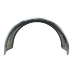 The Mid-USA 8-1/2" Wide Flat Rear Fender by Mid-USA features a bare, unfinished metal surface, slight discoloration, and a curved design—ideal as a universal wide rear fender for motorcycles with a 200mm tire.