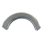 The Mid-USA 8-1/2" Wide Flat Rear Fender by Mid-USA features a bare, unfinished metal surface, slight discoloration, and a curved design—ideal as a universal wide rear fender for motorcycles with a 200mm tire.