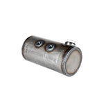 A TC Bros 5 inch Round Chopper Oil Tank Flat Ends Universal Fit metal cylinder with holes, suitable as an oil tank, made in the USA.