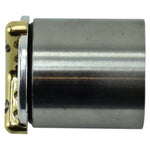 The LC Fabrications Tri Bar Gas/Oil Cap is a cylindrical metal cap with a gold-colored, three-pronged top piece, resembling an oil cap and secured by three screws.