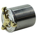 The LC Fabrications Tri Bar Gas/Oil Cap is a cylindrical metal cap with a gold-colored, three-pronged top piece, resembling an oil cap and secured by three screws.