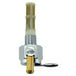A Moto Iron® Billet petcock fuel valve 3/8" NPT straight outlet with a gold handle.