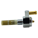 A Moto Iron® Billet petcock fuel valve with a white background.