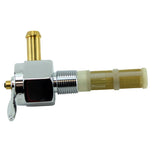 A Moto Iron® brass Billet petcock fuel valve with a chrome plated handle.