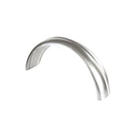 A high quality 6" Wide Raw Steel Ribbed Bobber Fender with Moto Iron® brand, curved handle with steel construction on a white background.