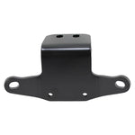 Pair of TC Bros. black metal brackets for Sportster Evolution engine key and coil relocation mount, shown at various angles. Ideal as a custom motorcycle ignition bracket, with text describing the product’s purpose on the right.