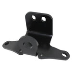 Pair of TC Bros. black metal brackets for Sportster Evolution engine key and coil relocation mount, shown at various angles. Ideal as a custom motorcycle ignition bracket, with text describing the product’s purpose on the right.
