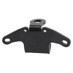 Pair of TC Bros. black metal brackets for Sportster Evolution engine key and coil relocation mount, shown at various angles. Ideal as a custom motorcycle ignition bracket, with text describing the product’s purpose on the right.