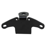 Pair of TC Bros. black metal brackets for Sportster Evolution engine key and coil relocation mount, shown at various angles. Ideal as a custom motorcycle ignition bracket, with text describing the product’s purpose on the right.