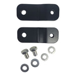 TC Bros. Frisco-Style Gas Tank Lift Kit for Harley-Davidson Sportster 1995-2003, includes two black metal brackets, a black cylindrical spacer, bolt, washer, and nut—shown on a white background.