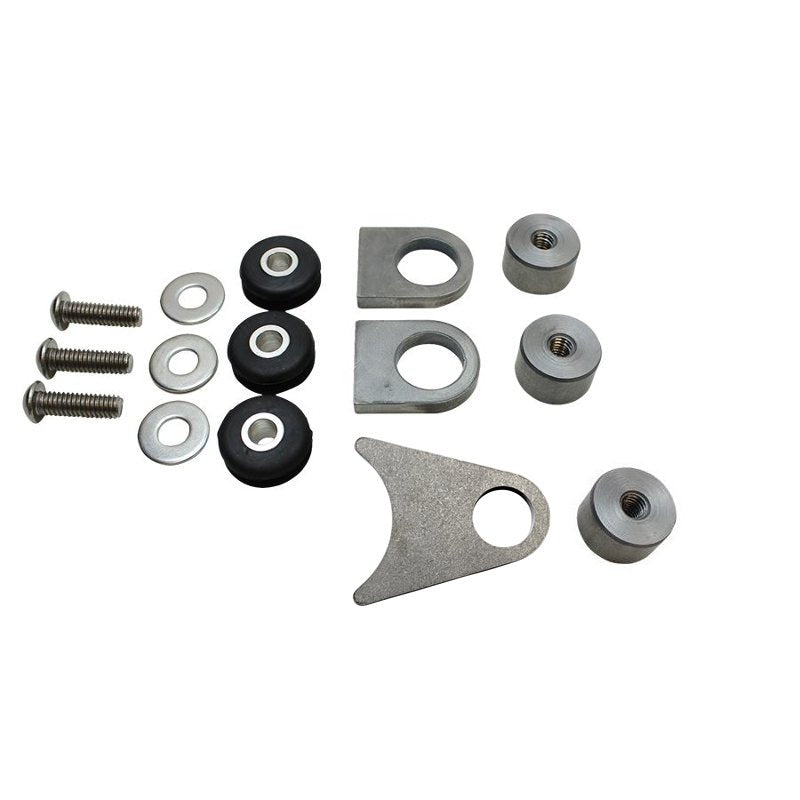 A TC Bros Heavy Duty Oil Tank Mounting Kit For 2004-2013 Sportster Hardtail, including bolts, nuts, and washers designed specifically for motorcycle installation.