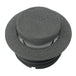 Close-up of the Pop-Up Gas Cap - Vented - Black by Moto Iron®, showcasing its round, textured billet aluminum structure with a central circular design and a vented mechanism.