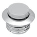 A close-up of the Moto Iron® Pop-Up Gas Cap - Vented - Chrome, featuring a circular, flat top and threaded base with a sleek, modern design.