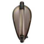 The Moto Iron® 1.3 Gallon Mini Frisco-Style Fuel Tank features a metallic teardrop shape, visible top opening, and mounting tabs—ideal as a classic chopper fuel tank or Harley-Davidson upgrade.