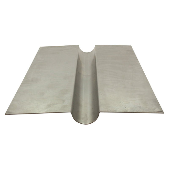 The TC Bros. DIY Builder Fuel Tank Low Tunnel Base by TC Bros. features two flat metal sheets and a single curved sheet, shown on a plain white background, ideal for custom motorcycle fuel tank fabrication.