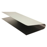 The TC Bros. DIY Builder Fuel Tank Tunnel, by TC Bros., is a smooth, reflective metal sheet bent lengthwise and upright, perfect for custom motorcycle projects.