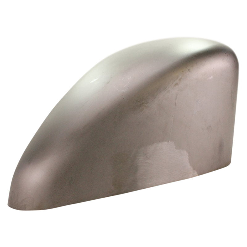 The TC Bros. DIY Builder Narrow Sportster Gas Tank Shell is a smooth, metallic, teardrop-shaped tank from TC Bros., featuring a reflective surface with some visible smudges.