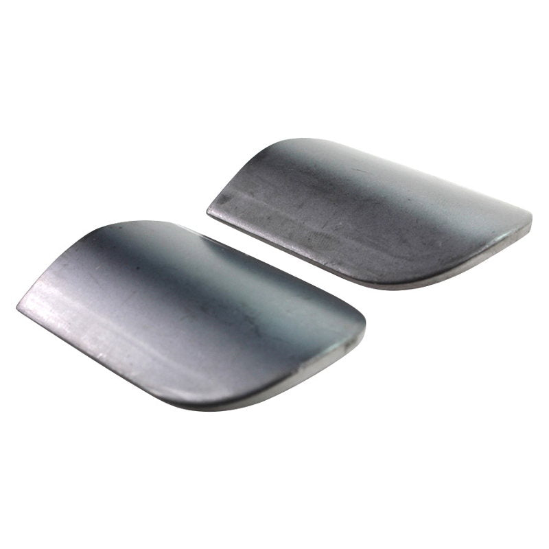 A pair of Moto Iron® DIY Motorcycle Gas Tank Builder Mounting Tab Sets on a white background, perfect for the motorcycle gas tank builder.