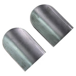 A pair of grey Moto Iron® DIY Motorcycle Gas Tank Builder Mounting Tab Sets, perfect for a DIY motorcycle gas tank builder, on a white background.