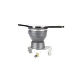 The TC Bros. Air Ride Solo Seat Kit - Single Bag by TC Bros. is a black and silver suspension spring with a mounting bracket, ideal for motorcycle or hardtail chopper seat setups; shown installed under a bicycle seat.