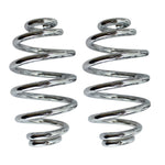 A pair of Moto Iron® 4" Chrome Seat Springs on a white background.
