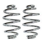 A pair of Moto Iron® 4" Chrome Seat Springs on a white background.